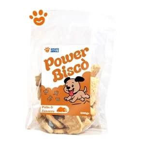 Power Biscò Dog Snack Deliziosi Biscotti per Cani al Gusto Pollo e Zenzero