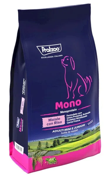 PRALZOO Cane Monoproteico Adulti Mini e Junior Maiale con Riso 10Kg