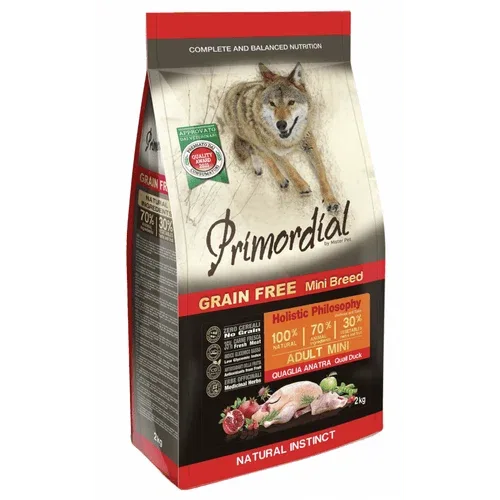 Primordial Grain Free Cibo Per Cani Gusto Quaglia E Anatra 2Kg