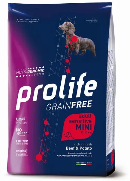 PROLIFE Cane Grain Free Adult Sensitive Beef & Potato Mini 7Kg