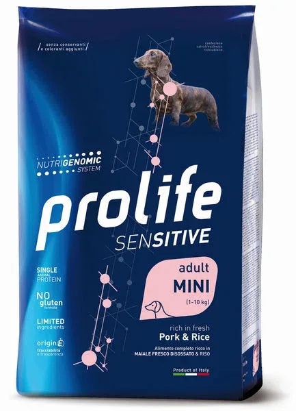 PROLIFE Cane Sensitive Adult Pork & Rice Mini 7Kg