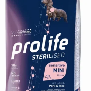 PROLIFE Cane Sterilised Sensitive Adult Pork &amp; Rice Mini 2Kg