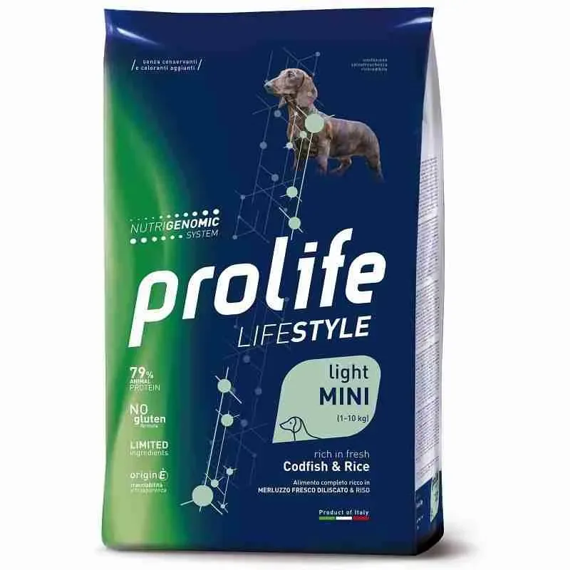 PROLIFE DOG LIFESTYLE CROCCHETTE CANE LIGHT MINI MERLUZZO KG 2