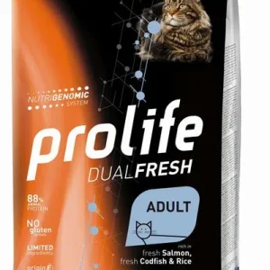 PROLIFE Gatto Dual Fresh Adult fresh Salmon, fresh Codfish &amp; Rice 1,5Kg