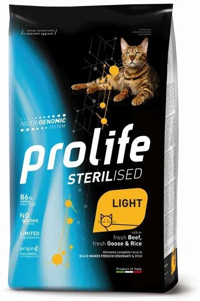 PROLIFE Gatto Sterilised Light Adult fresh Beef, fresh Goose & Rice 7Kg