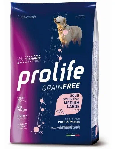 Prolife Grainfree Adult Sensitive Medium/Large Maiale E Patate per Cani