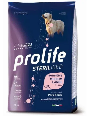 Prolife Sterilised Sensitive Medium/Large Maiale E Riso per Cani