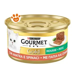 Purina Cat Gourmet Gold Mousse con Anatra e un Tocco di Spinaci