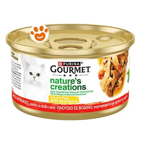 Purina Cat Gourmet Nature Creations con Manzo, Piselli e Carote
