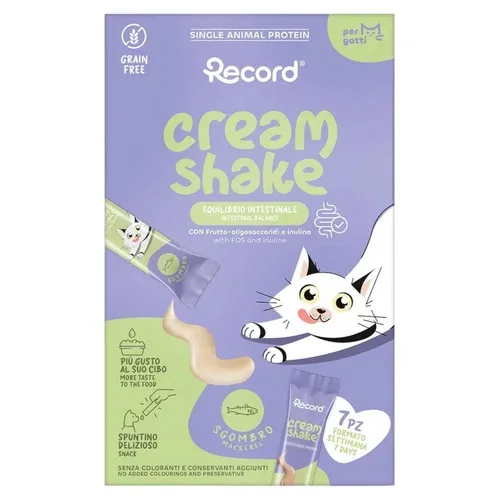RECORD Snack Gatto Cream Shake Intestinal Sgombro 7pz