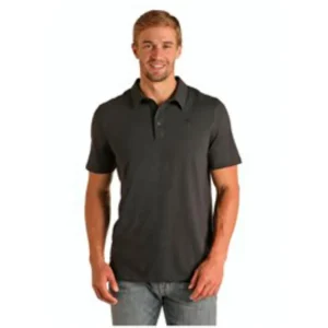 Rock & Roll Denim Mens Black Striped Polo