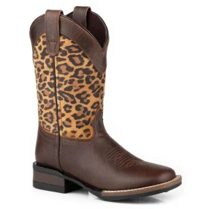 Roper Kids Monterey Leopard Sueded Print Top Boot