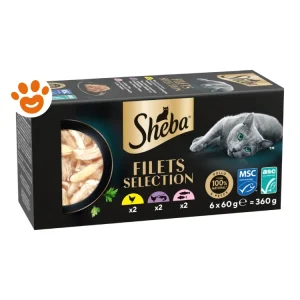 Sheba Cat SHE Filets con Pollo e Tonno, Pesce Bianco Pollame e Salmone