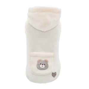 Soft Fleece Bear Hoodie Ecru