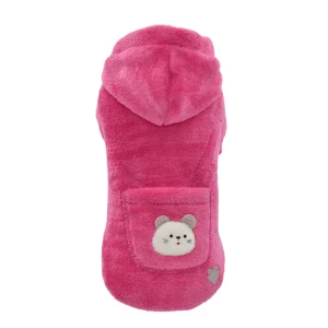 Soft Fleece Bear Hoodie Fuchsia