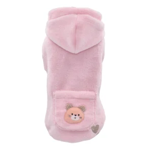 Soft Fleece Bear Hoodie Pink