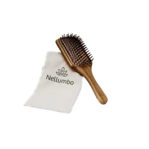 Spazzola in bambù naturale con custodia in cotone