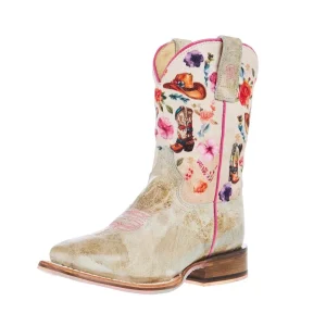 Tin Haul Kid`s Let`s Go Cowgirl w/ Flower Power Sole Boot