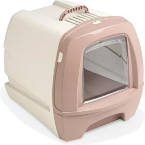 Toilette Lettiera Chiusa Gatto Gatti 80’s Maxi con Cassetto Estraibile Paletta Filtro Antiodore Colori Assortiti 62x47x48,5 cm
