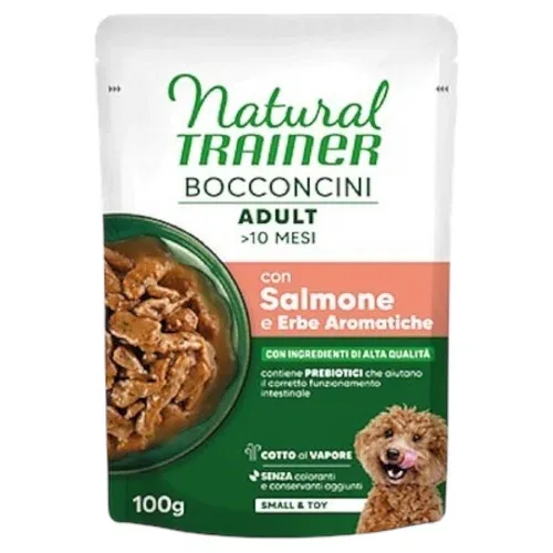 TRAINER Dog Mini Adult Bocconcini Salmone ed Erbe Aromatiche 100gr