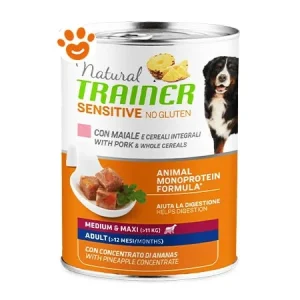 Trainer Dog Sensitive No Gluten Adult Medium & Maxi Maiale e Cereali Integrali