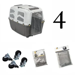 Trasportino Skudo Iata 4 per cani di media e grossa taglia trasporto aereo 68x48x51h con Accessori da Viaggio