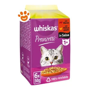 Whiskas Cat Pranzetti In Salsa Manzo, Pollo e Piselli 1+