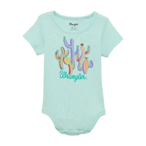 Wrangler Girl's Teal Cactus Onesie